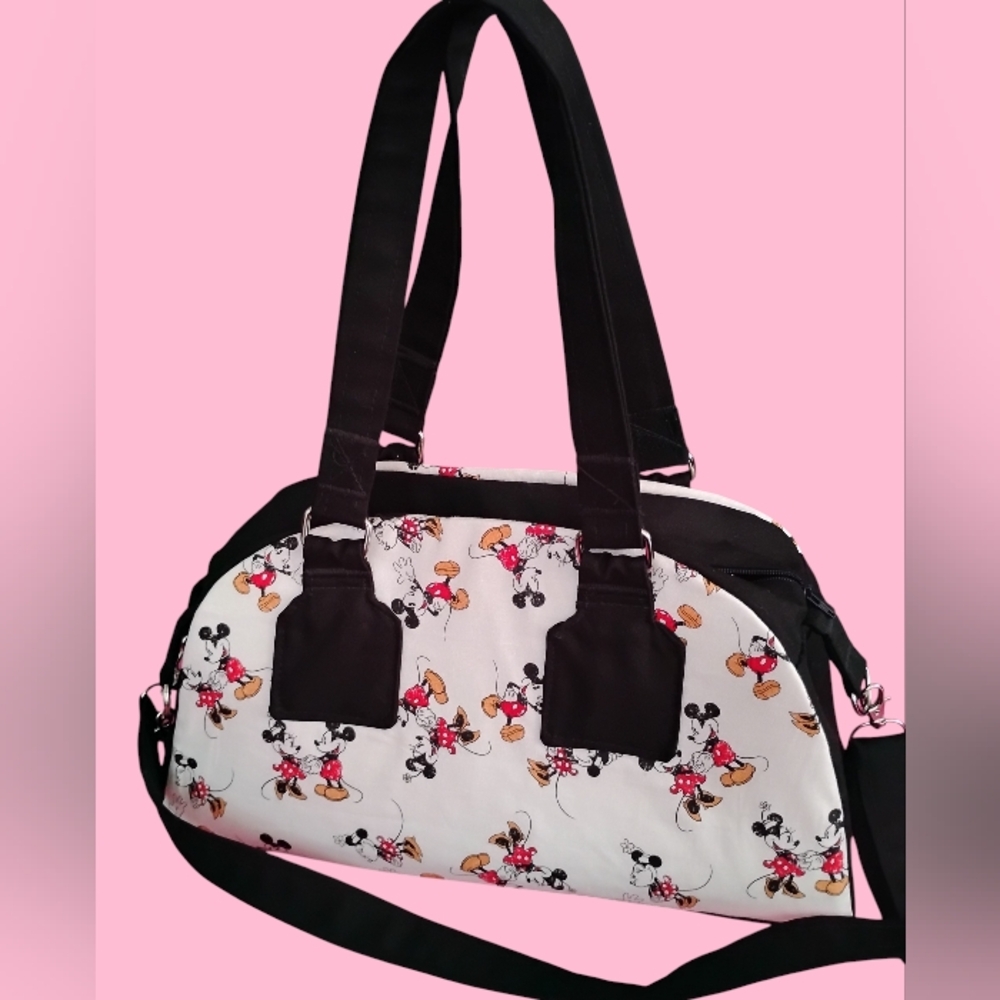 Unique Mickey And Minnie  Satchel With Crossbody Strap.